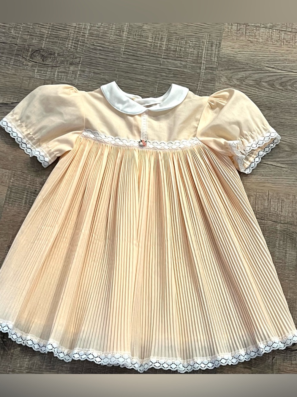 jcpenney Toddle Time peach girls 4 4t pleated vintage dress